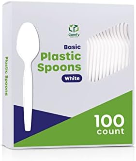 [100 מארז] כבד החובה חד פעמי בסיסי פלסטיק מזלגות-לבן